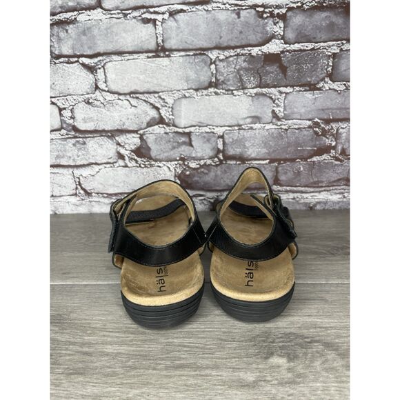 Halsa Footwear Dominica Black Leather Ankle Strap Sandals Women’s Sz 9M US/40EU - Picture 4 of 16